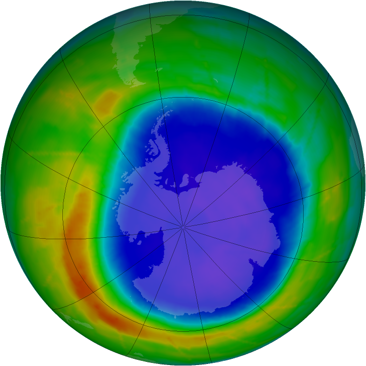Antarctic ozone map for 24 September 2010